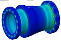 Finite element analysis - 3d illustration - Stress distribution in a tubular machine component