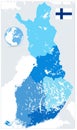 Finland Administrative Map in shades of blue. No text