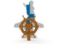 Finland character holding ship wheel
