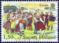 FINLAND - CIRCA 1981: A stamp printed in Finland from the `Europa` issue shows midsummer eve celebrations, circa 1981.