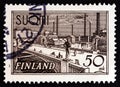FINLAND - CIRCA 1942: A stamp printed in Finland shows Hame bridge in Tampere, circa 1942.