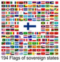 Finland, collection of vector images of flags of the world