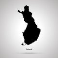 Finland country map, simple black silhouette on gray