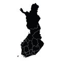 Finland country map vector with regional areas