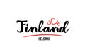 Finland country with red love heart and its capital Helsinki creative typography logo design