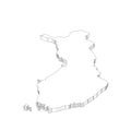 Finland - 3D black thin outline silhouette map of country area. Simple flat vector illustration