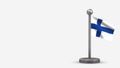 Finland 3D waving flag illustration on tiny flagpole. Royalty Free Stock Photo