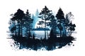 Finland, finnish nature painted watercolor in national colors. Generative AI