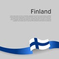 Finland flag background. Finland flag wavy ribbon on a white background. National poster design. State finnish patriotic banner Royalty Free Stock Photo