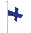 Finland flag blowing in the wind. Background texture. 3d rendering, wave. - Illustration. Isolated on white Royalty Free Stock Photo