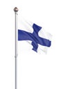 Finland flag blowing in the wind. Background texture. 3d rendering, wave. - Illustration. Isolated on white Royalty Free Stock Photo