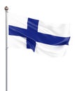 Finland flag blowing in the wind. Background texture. 3d rendering, wave. - Illustration. Isolated on white Royalty Free Stock Photo