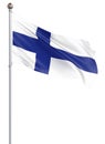 Finland flag blowing in the wind. Background texture. 3d rendering, wave. - Illustration. Isolated on white Royalty Free Stock Photo