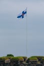 Finland Flag with Coat or Arms during Midsummer