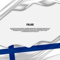 Finland flag design. Waving Finnish flag made of satin or silk fabric.