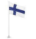 Finland flag on a flagpole white background 3D illustration Royalty Free Stock Photo
