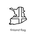 Finland flag icon. Trendy modern flat linear vector Finland flag