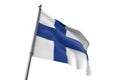 Finland flag waving isolated white background 3D illustration Royalty Free Stock Photo