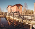 Finland Forssa, the Kuhalankoski dam at the old spinning mill on a spring day. Water is from Loimijoki river