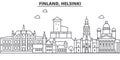 Finland, Helsinki architecture line skyline illustration. Linear vector cityscape with famous landmarks, city sights