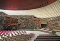 Finland - Helsinki - Austere interior of Temppeliaukion kirkko or church in the rock, beautiful temple built inside the rock