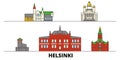 Finland, Helsinki flat landmarks vector illustration. Finland, Helsinki line city with famous travel sights, skyline