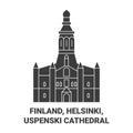Finland, Helsinki, Uspenski Cathedral travel landmark vector illustration