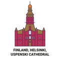 Finland, Helsinki, Uspenski Cathedral travel landmark vector illustration