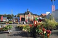 Finland, Kuopio: Tourism - Market Place with Flower Booth and City Hall
