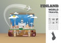 Finland Landmark Global Travel And Journey Infographic luggage.