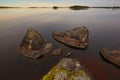 Finland landscape with lake and rocks. Sunset. Koli. Pielinen Royalty Free Stock Photo