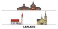 Finland, Lapland flat landmarks vector illustration. Finland, Lapland line city with famous travel sights, skyline