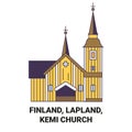 Finland, Lapland, Kemi Church travel landmark vector illustration