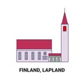 Finland, Lapland travel landmark vector illustration