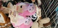 Slippers with muzzles of little animals on sale in the store