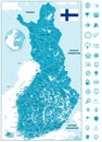 Finland Map and roads with navigation icons