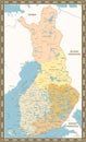 Finland Map Vintage Color