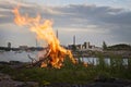 Finland: Mid summer bonfire Royalty Free Stock Photo
