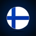 Finland national flag Circle button Icon. Simple flag, official colors and proportion correctly. Flat vector illustration Royalty Free Stock Photo