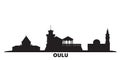 Finland, Oulu city skyline isolated vector illustration. Finland, Oulu travel black cityscape Royalty Free Stock Photo