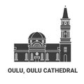 Finland, Oulu, Oulu Cathedral travel landmark vector illustration Royalty Free Stock Photo