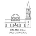 Finland, Oulu, Oulu Cathedral travel landmark vector illustration Royalty Free Stock Photo