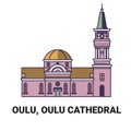 Finland, Oulu, Oulu Cathedral travel landmark vector illustration Royalty Free Stock Photo