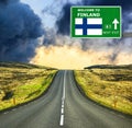 Finland road sign against clear blue sky Royalty Free Stock Photo