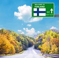 Finland road sign against clear blue sky Royalty Free Stock Photo