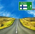 Finland road sign against clear blue sky Royalty Free Stock Photo