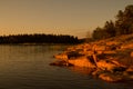 Finland shore illuminated by the midnight sun