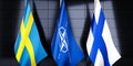 Finland, Sweden and NATO flags - 3D illustration