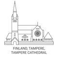 Finland, Tampere, Tampere Cathedral travel landmark vector illustration