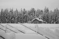 Finland traditional snow covered cabin in black and white Royalty Free Stock Photo